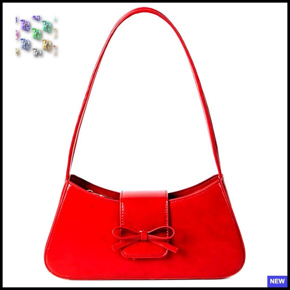 Handbags - Coquette Bow Purse Y2K Mini Hobo Handbag Faux Leather Small Shoulder Bag